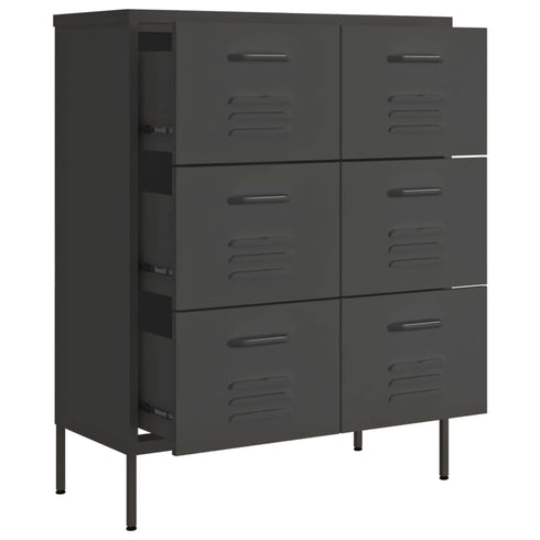 Lady Jillian -  Drawer Cabinet Anthracite 80x35x101,5 cm Steel